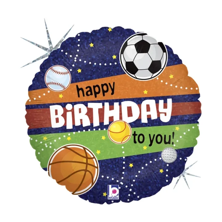Шар, круг 46 см с рисунком, Happy Birthday! Спорт
