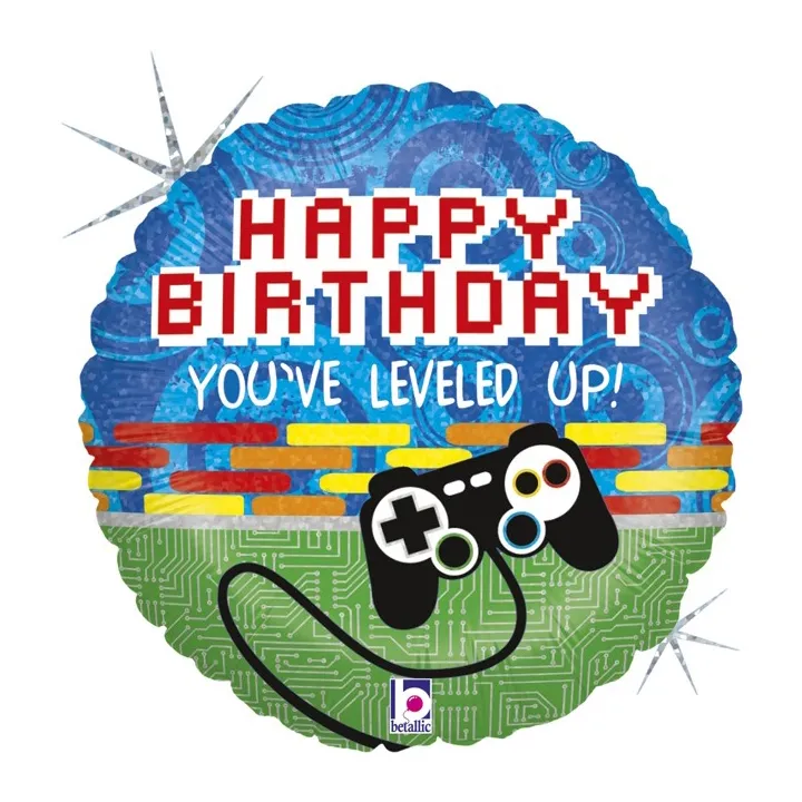 Шар 46 см, Happy Birthday! Level up!