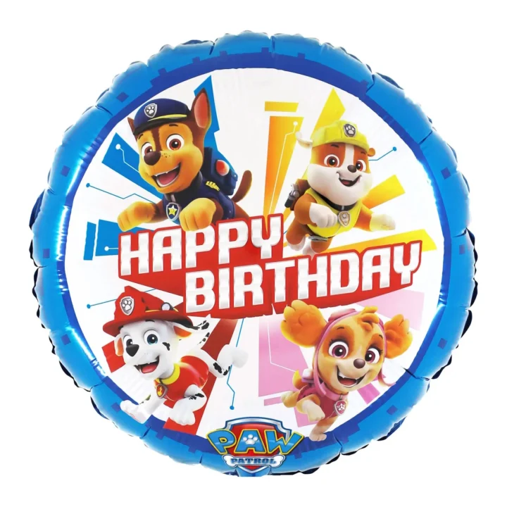 Шар, круг 46 см с рисунком - Щенячий патруль, Happy Birthday!
